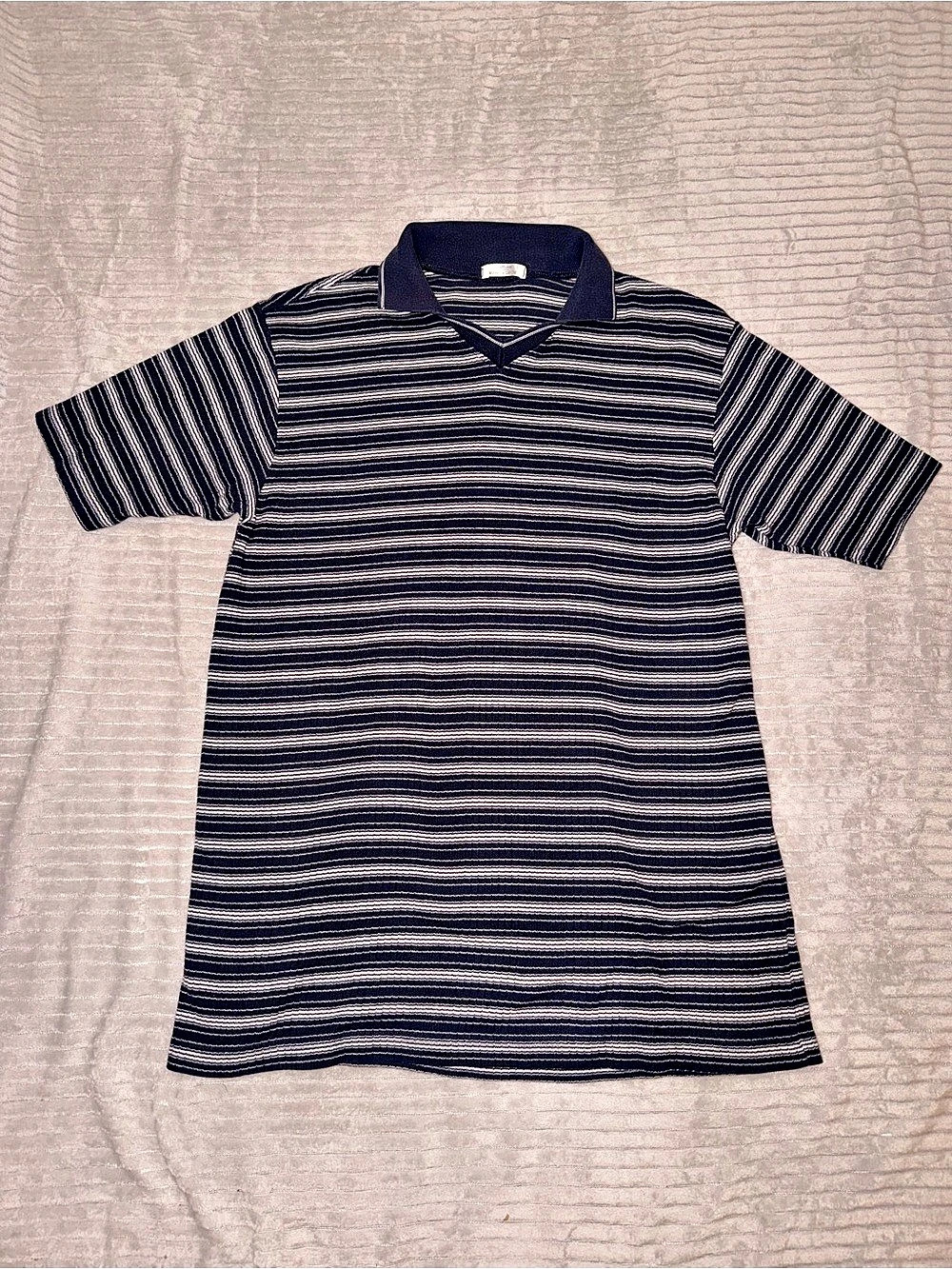 St.Michael from Marks & Spencer Men's Striped Polo in Blue & White Like New